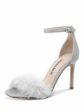 Charles David silver feather Stiletto heels Sandals